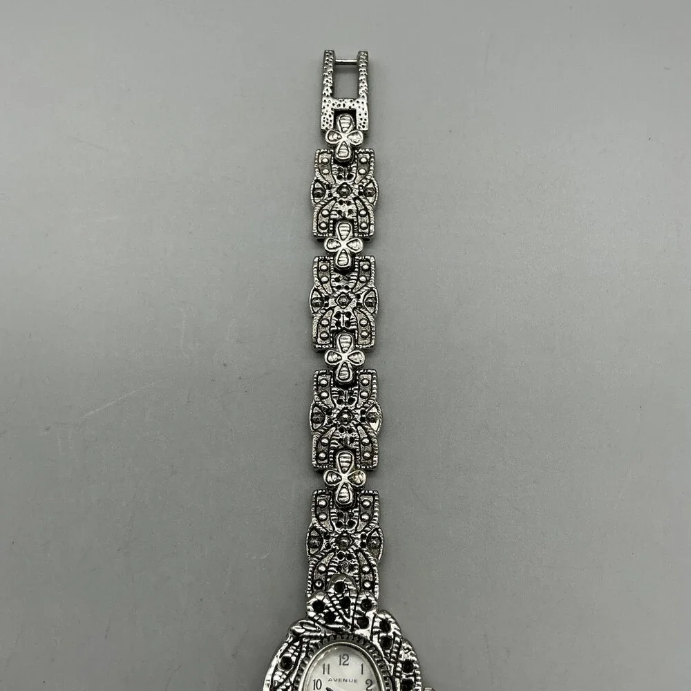 Avenue Womens Watch 18mm MOP Dial Silver Tone Bracelet Marcasite New Battery 7